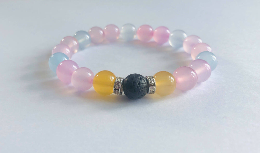 Mixed Pastel Agate and Lava Crystal Bracelet - Oil Diffuser Bracelet
