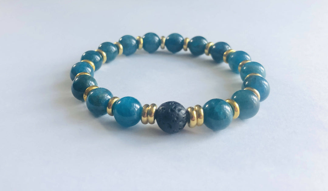 Apatite and Lava Crystal Bracelet - Oil Diffuser Bracelet