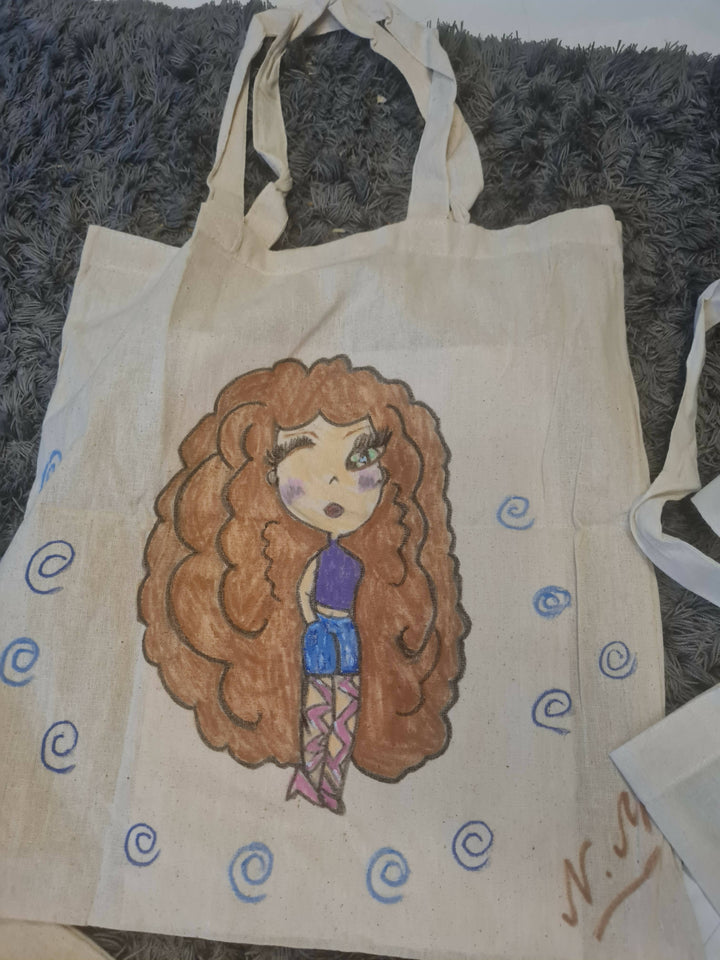 Hand drawn tote bags