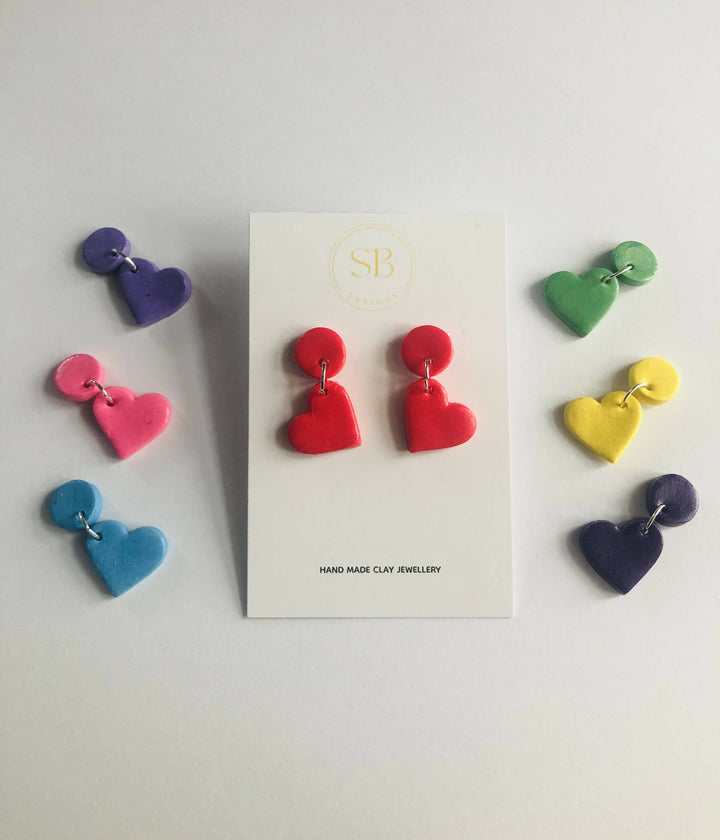 Polymer Clay Heart Earrings